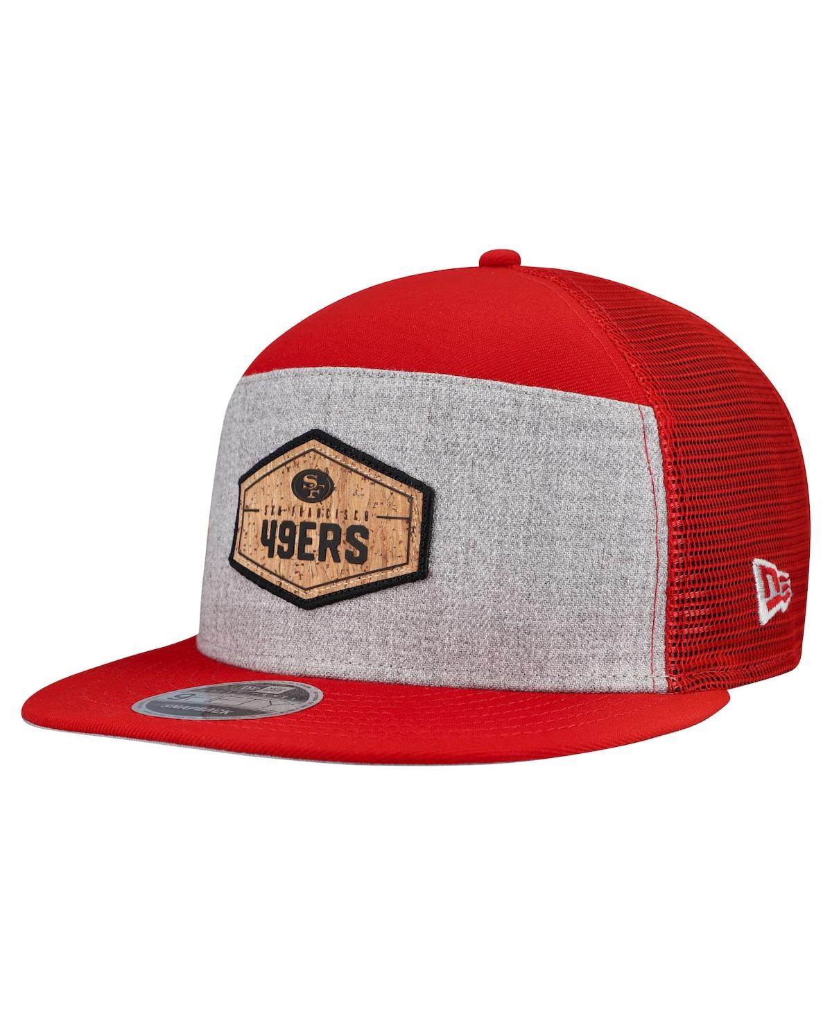 New Era Men's Gray/Scarlet San Francisco 49ers Cork Split Panel 9FIFTY Trucker Snapback Hat