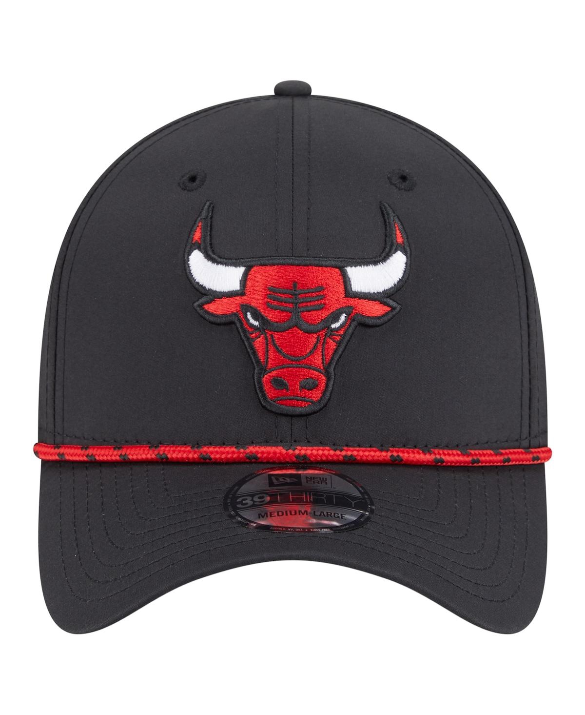 New Era Men's Black Chicago Bulls Featherweight Poly Rope Flex 39Thirty Hat