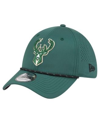 New Era - Men's Hunter Green Milwaukee Bucks Featherweight Poly Rope Flex 39Thirty Hat