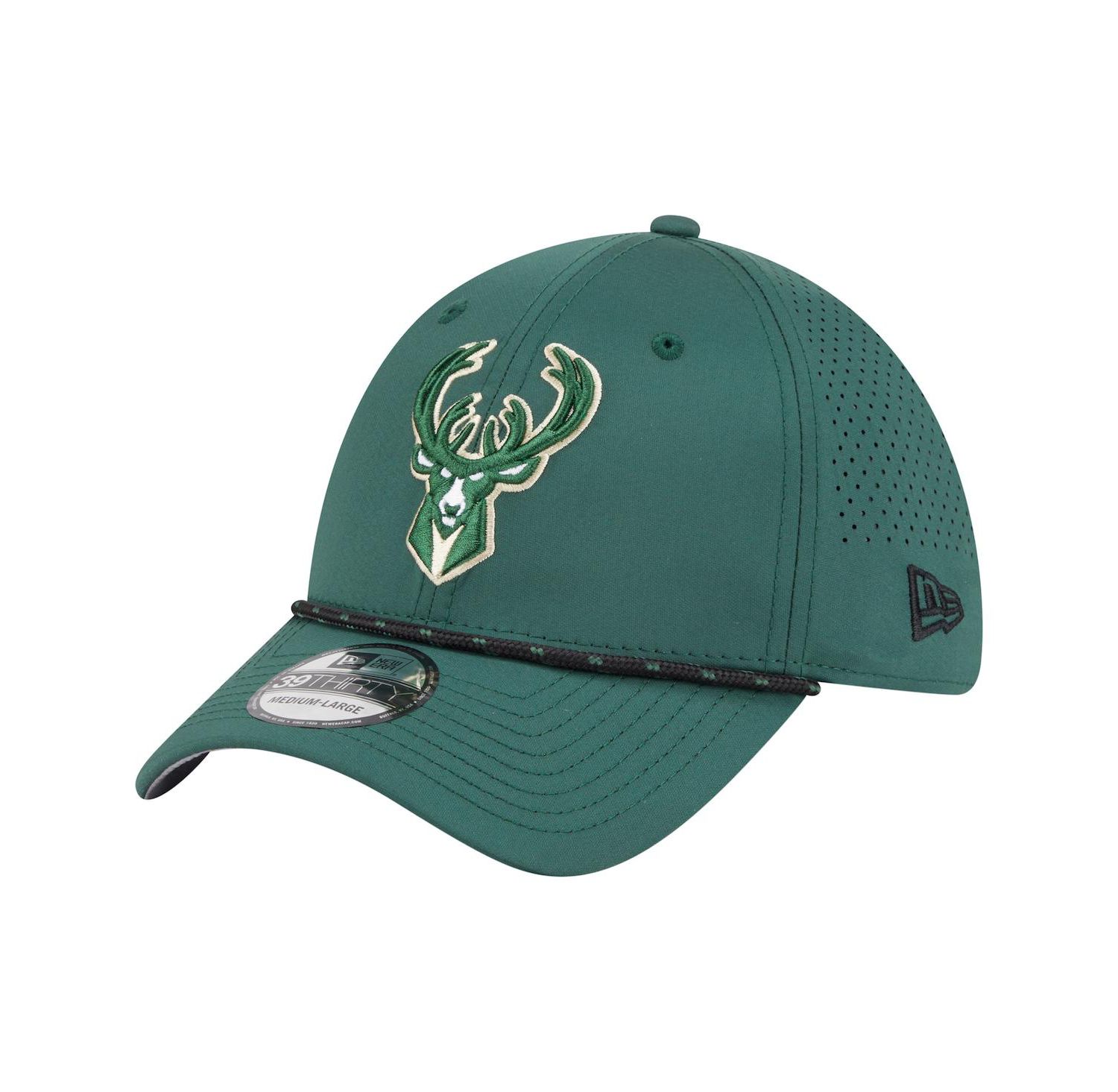 Men's Hunter Green Milwaukee Bucks Featherweight Poly Rope Flex 39Thirty Hat