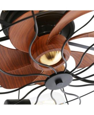 20 Inch 3 Blade Caged Ceiling Fan with Light, Remote Control, 6 Speed Adjustable and Timer Function