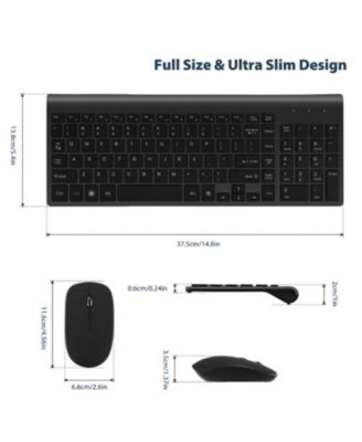 Wireless Keyboard and Mouse Combo - Scissor Ultra-Thin Silent Ergonomic Keyboard with Numeric Keys - 2.4G Receiver for PC, Laptop, Desktop - Black