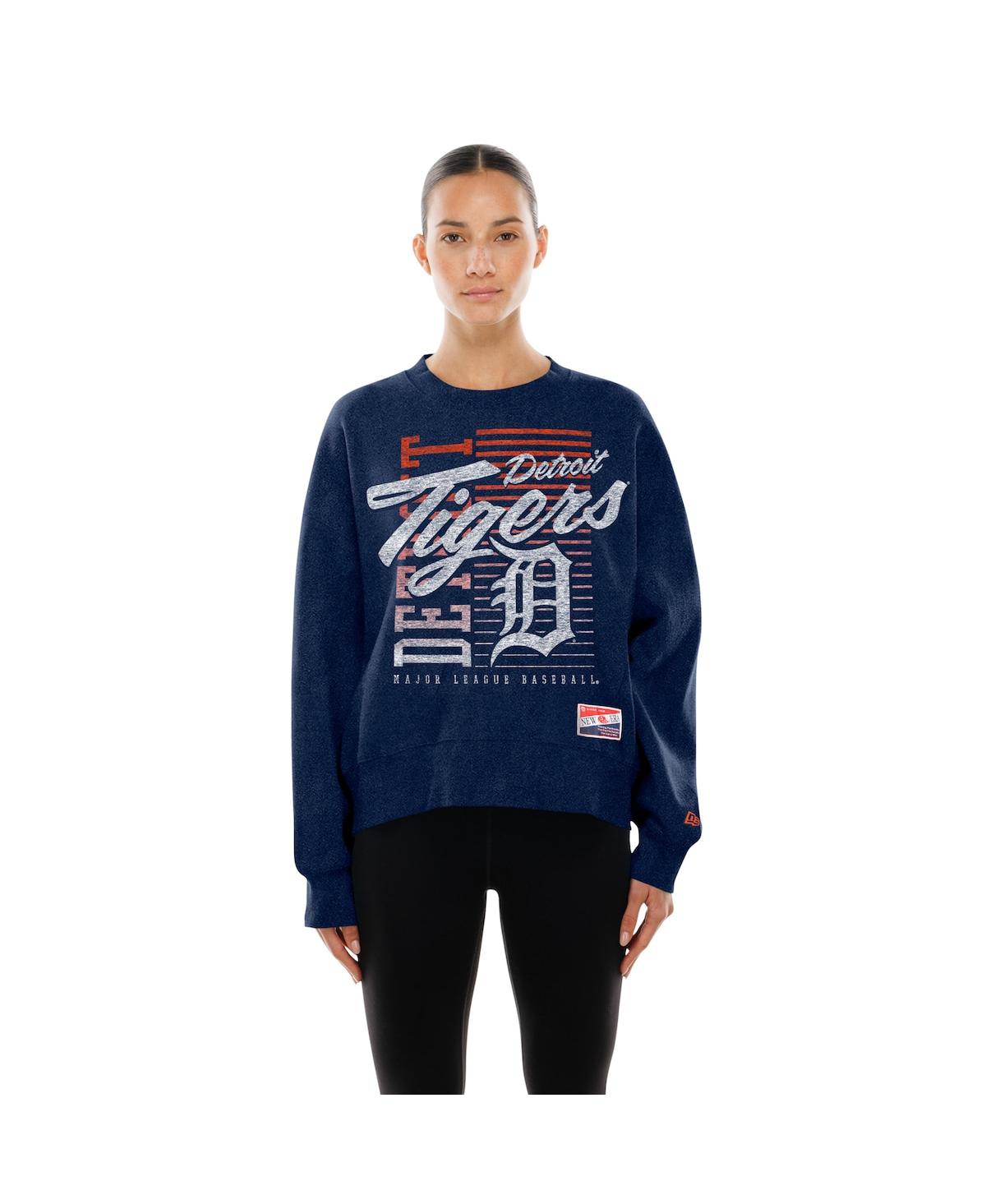 New Era Women's Navy Detroit Tigers Boxy Mineral Wash Dolmen Sleeve Sweatshirt