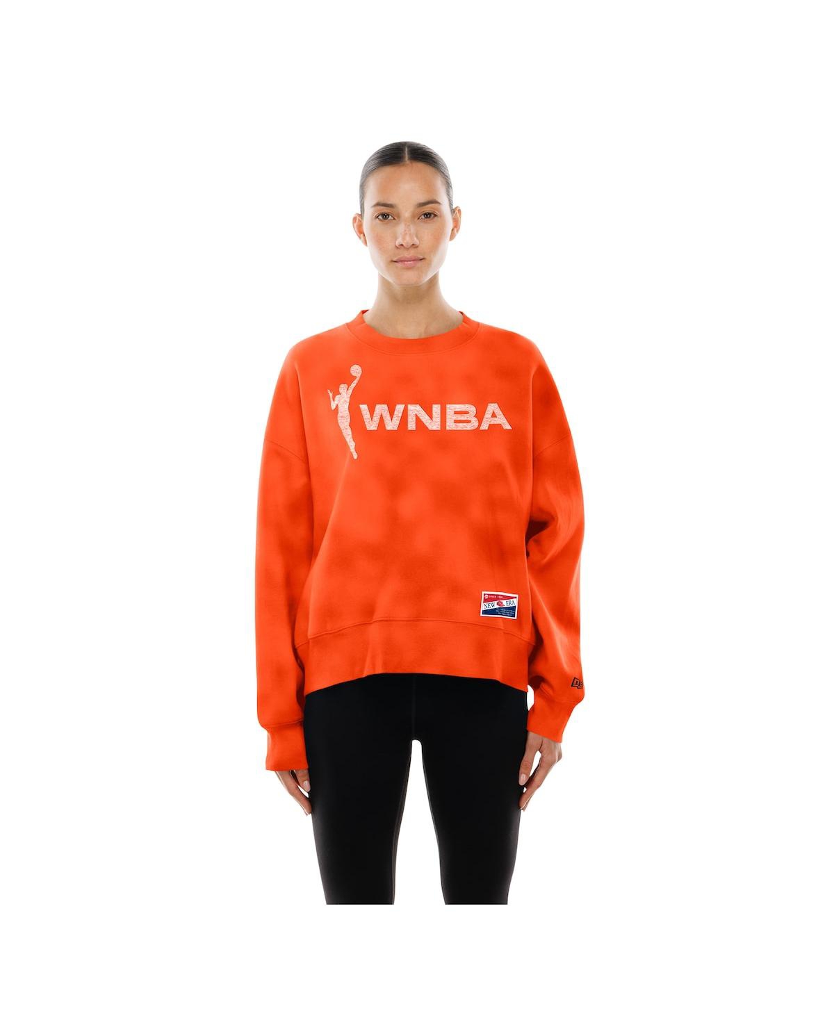 New Era Women's Orange Wnba Oversized Mineral Wash Sweatshirt In Orange
