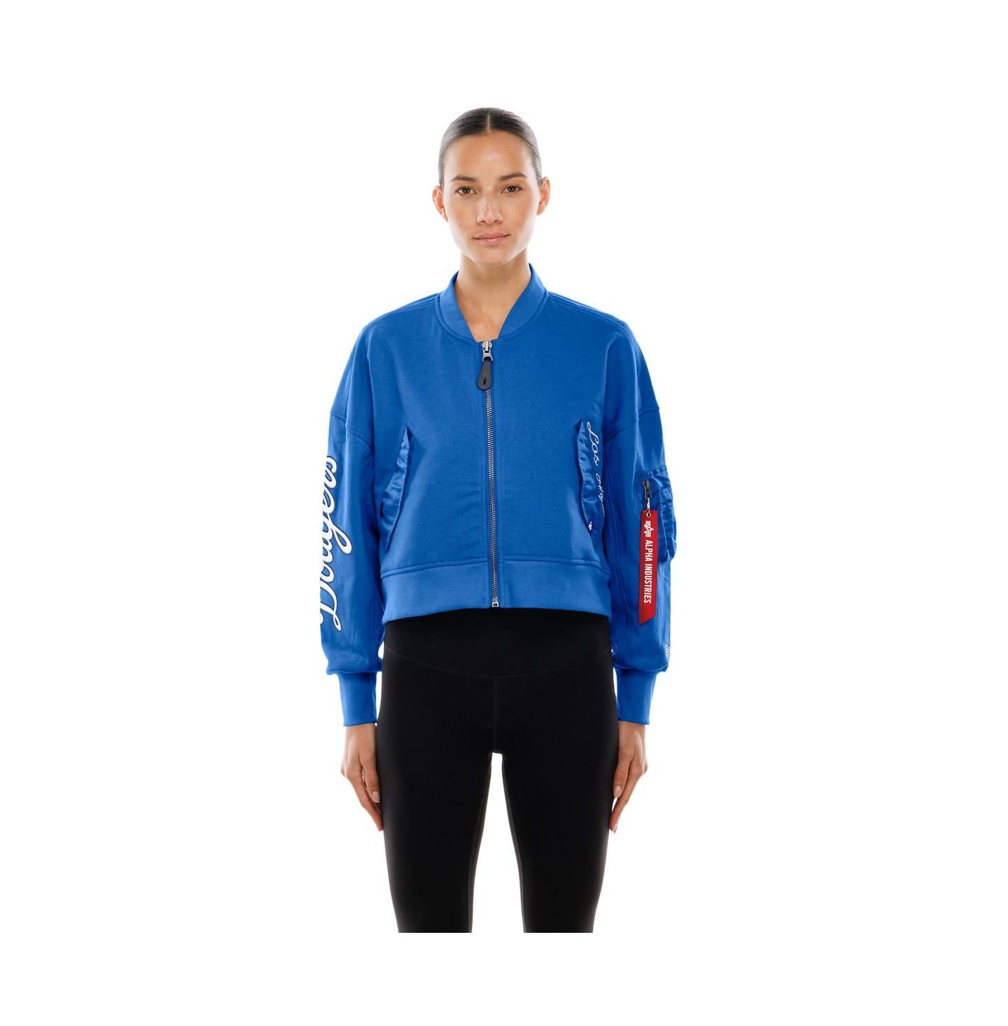 Женская куртка New Era x Alpha Industries Royal Los Angeles Dodgers Cropped Full-Zip — фото 1