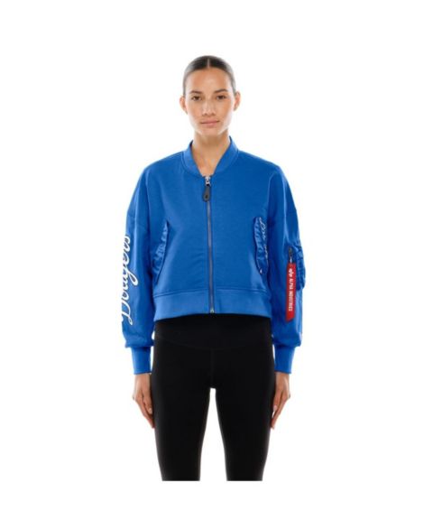 Женские куртки New Era x Alpha Women's Industries Royal Los Angeles Dodgers Cropped Full-Zip Jacket