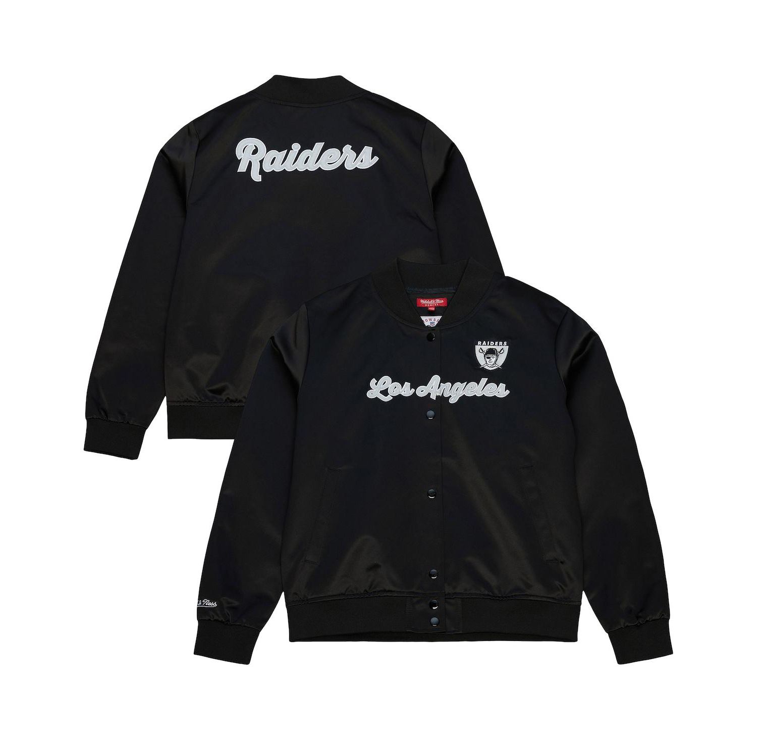 Women's Black Las Vegas Raiders Full-Snap Satin Jacket