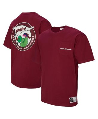Mitchell & Ness - Men's Burgundy Philadelphia Phillies Double Hit Mascot Pocket T-Shirt