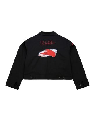 Women's Black Philadelphia Phillies Mechanic Cropped Full-Zip Jacket