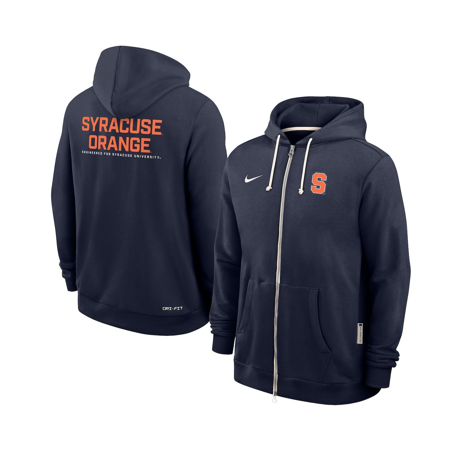 Men's Navy Syracuse Orange 2025 Sideline Standard Issue Dri-Fit Full-Zip Hoodie