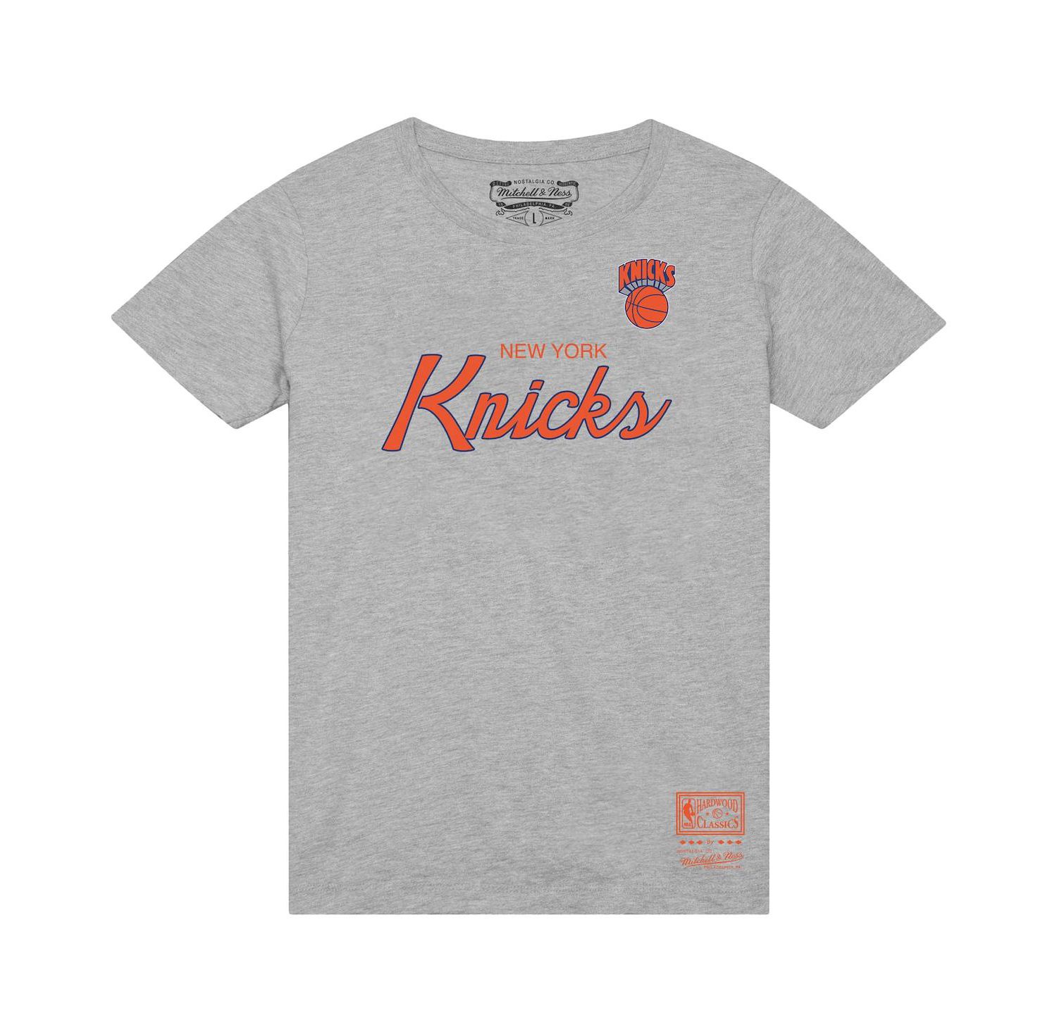 Men's Heather Gray New York Knicks Big & Tall Hardwood Classics Vintage Wordmark T-Shirt