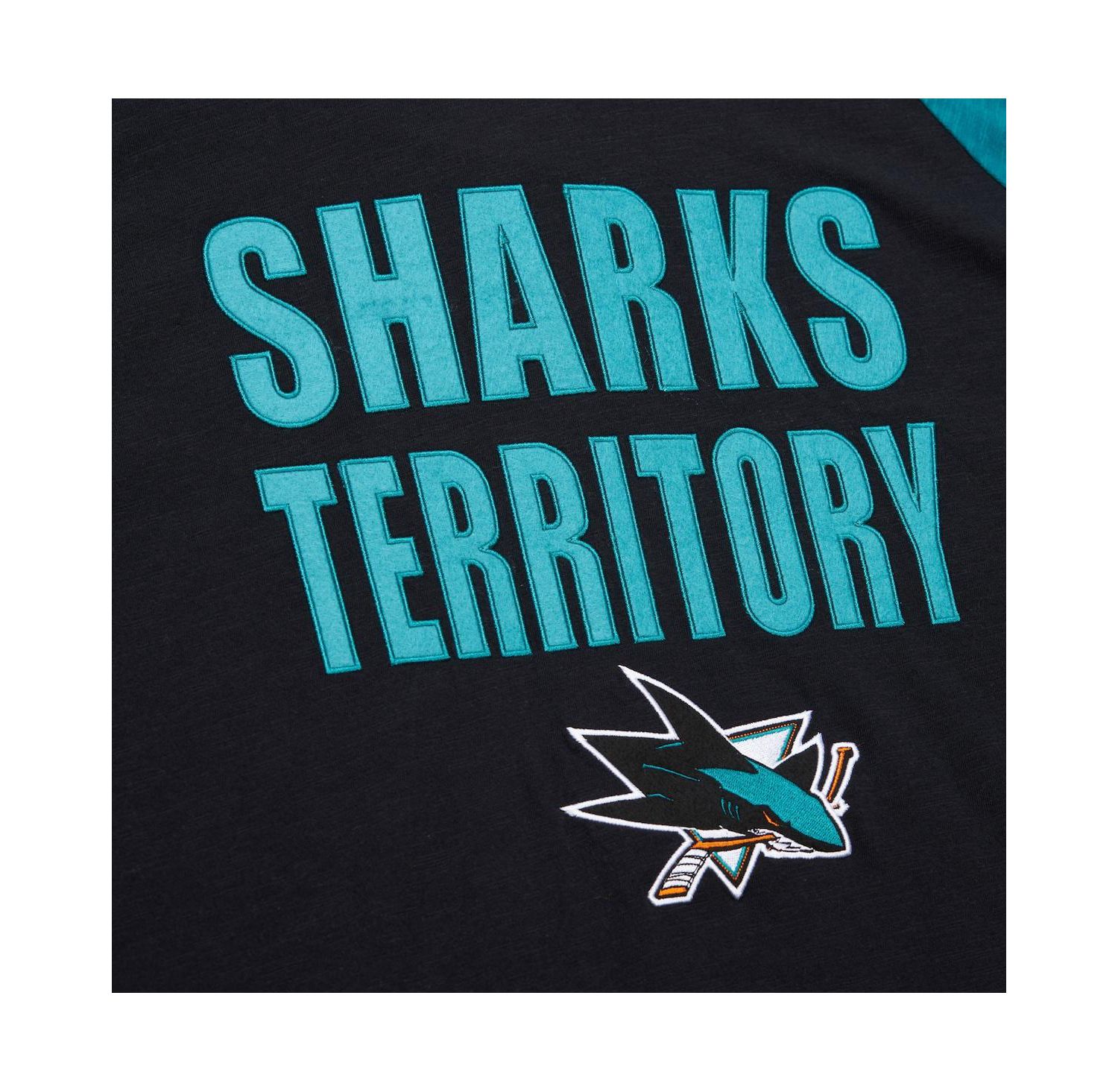 Men's Black/Teal San Jose Sharks Legendary Slub Raglan Long Sleeve T-Shirt