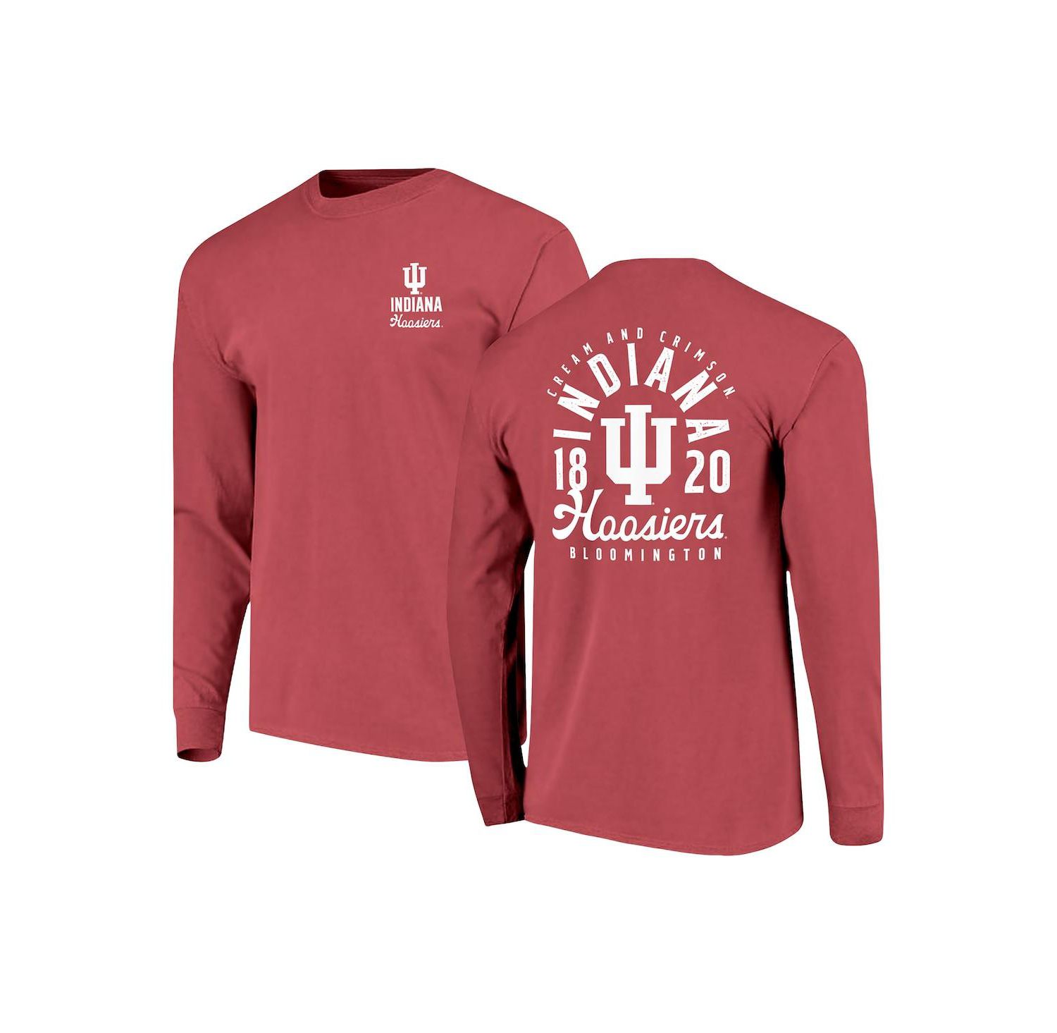 Men's Crimson Indiana Hoosiers Comfort Colors Mascot Overlay Long Sleeve T-Shirt