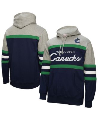 Mitchell & Ness - Men's Navy/Gray Vancouver Canucks Head Coach Pullover Hoodie