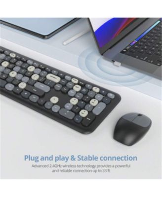 Quiet Wireless Keyboard And Mouse - Full-Size Colorful Keyboard And Mouse Combo, Slim Design, Low-Noise Typing For Windows PC Laptop