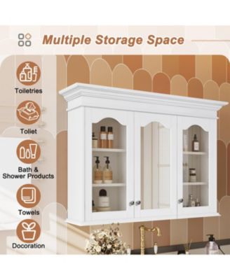 40 Inch Medicine Cabinet with Mirror Bathroom Storage Cabinet with Shelves Wall Mounted Bathroom Cabinet with Glass Doors