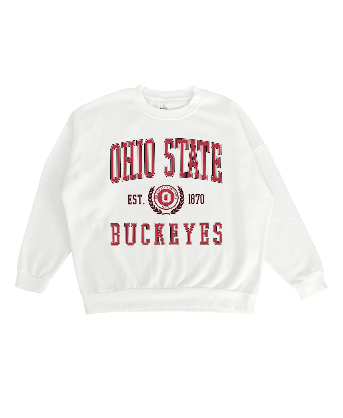 Gameday Couture Women's White Ohio State Buckeyes Premium Fleece Drop Shoulder Oversized Pullover Sweatshirt In Neutral
