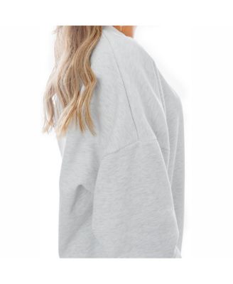 Women's Gray Louisville Cardinals Premium Fleece Drop Shoulder Oversized Pullover Sweatshirt