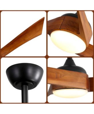 52-inch Black Modern 3 Blades Ceiling Fan Light with Remote Control Support Six Speed Ajustable