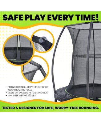 7ft Round Trampoline with Enclosure and Ramp – Perfect for Indoor and Outdoor Fun!