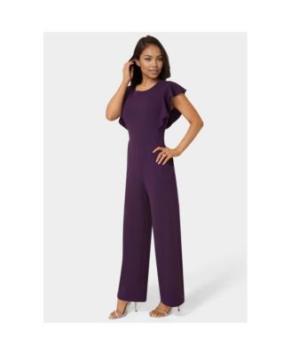 Women's Scuba Crepe Jumpsuit With Ruffle Sleeve