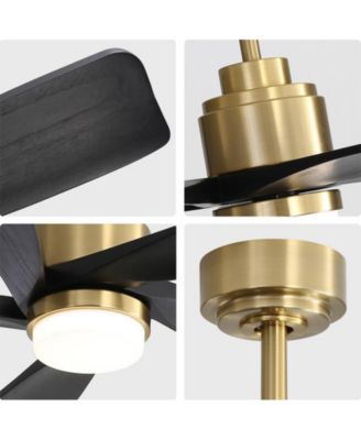 52-inch Modern Stylish Golden 5-Blade Ceiling Fan with Remote Control and Light Source