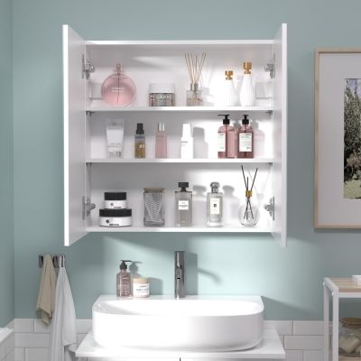 24x24" Wall-Mounted Medicine Cabinet with 2 Doors, Adjustable Shelves and Flat-Pack Design