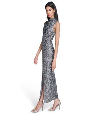 Women's Sequin Lace High-Cowl Neck Dress