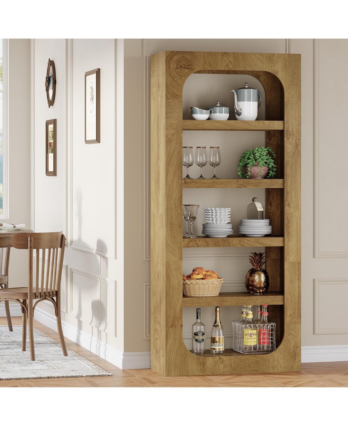 Tribesigns 5-Tier Tall Kitchen Pantry, 70.8-inch Farmhouse Wooden Bookcase with Storage