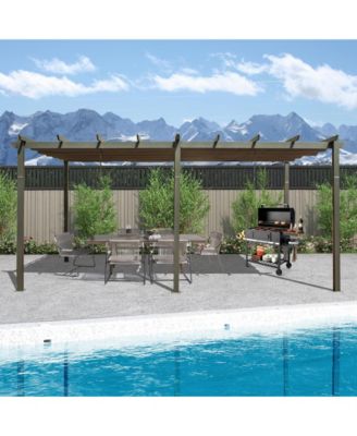 11 X 20 FT Outdoor Living Outdoor Retractable Pergola with Weather-Resistant Canopy Aluminum Garden Pergola Patio Grill Gazebo,Dark Gray