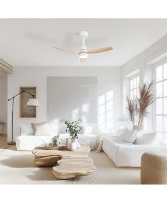 52-inch Simple and Grand Style White 3-Blade Ceiling Fan with Remote Control and Light Source