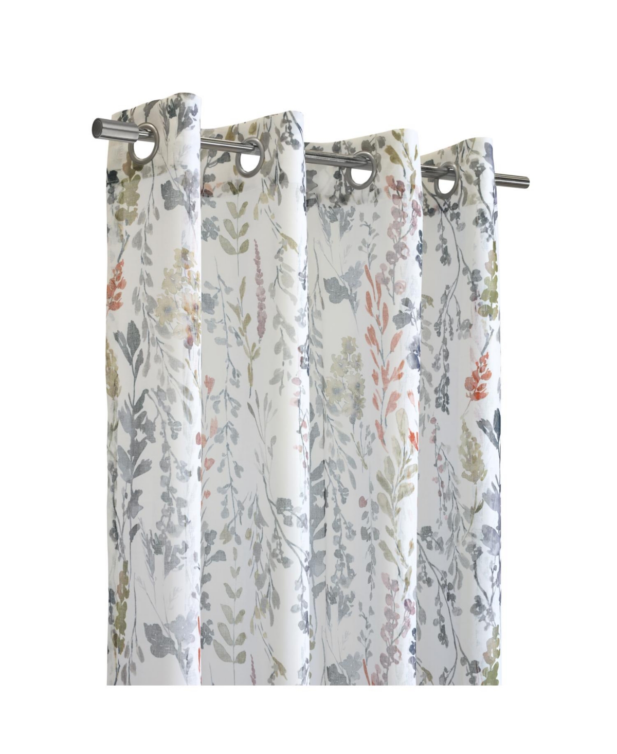 Habitat 100% Polyester Audrey Sheer Grommet Floral Faux Linen Curtain Panel 52" x 63" Multi