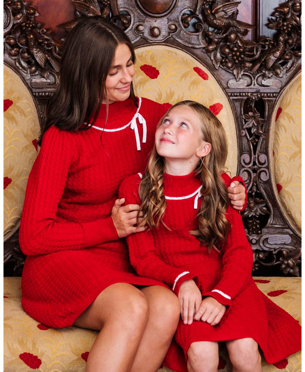 Hope & Henry Toddler Girls' Organic Mock Neck Ruffle Cuff Cable Sweater Dress