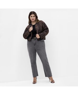 Plus Size Quilted Animal Print Jacket