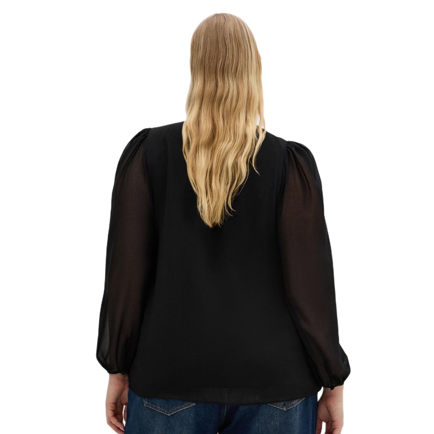 Топ CITY CHIC Plus Size Kelly Sheer Sleeve Top, цвет: Чёрный — фото 3