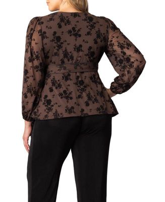 Plus Size Alissa Long Sleeve Mesh Wrap Top