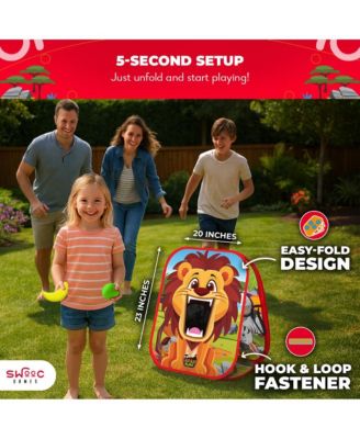 Safari Sling | 2-in-1 Bean Bag Toss Game for Kids | 5-Second Setup Kids Cornhole Game Set | Outdoor Toddler Activities