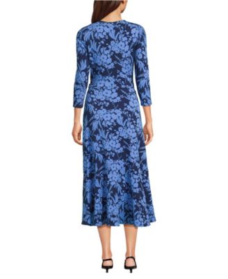 Women's Cotton Modal 3/4 Sleeve Vneck Wrap Dress