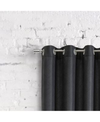 Abstract Light Filtering Exclusive Geometric Jacquard Grommet Curtain Panel 52" x 84" Charcoal