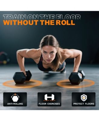 Rubber Hex Dumbbell Set with Rack - 550LB Capacity, Chrome Handles