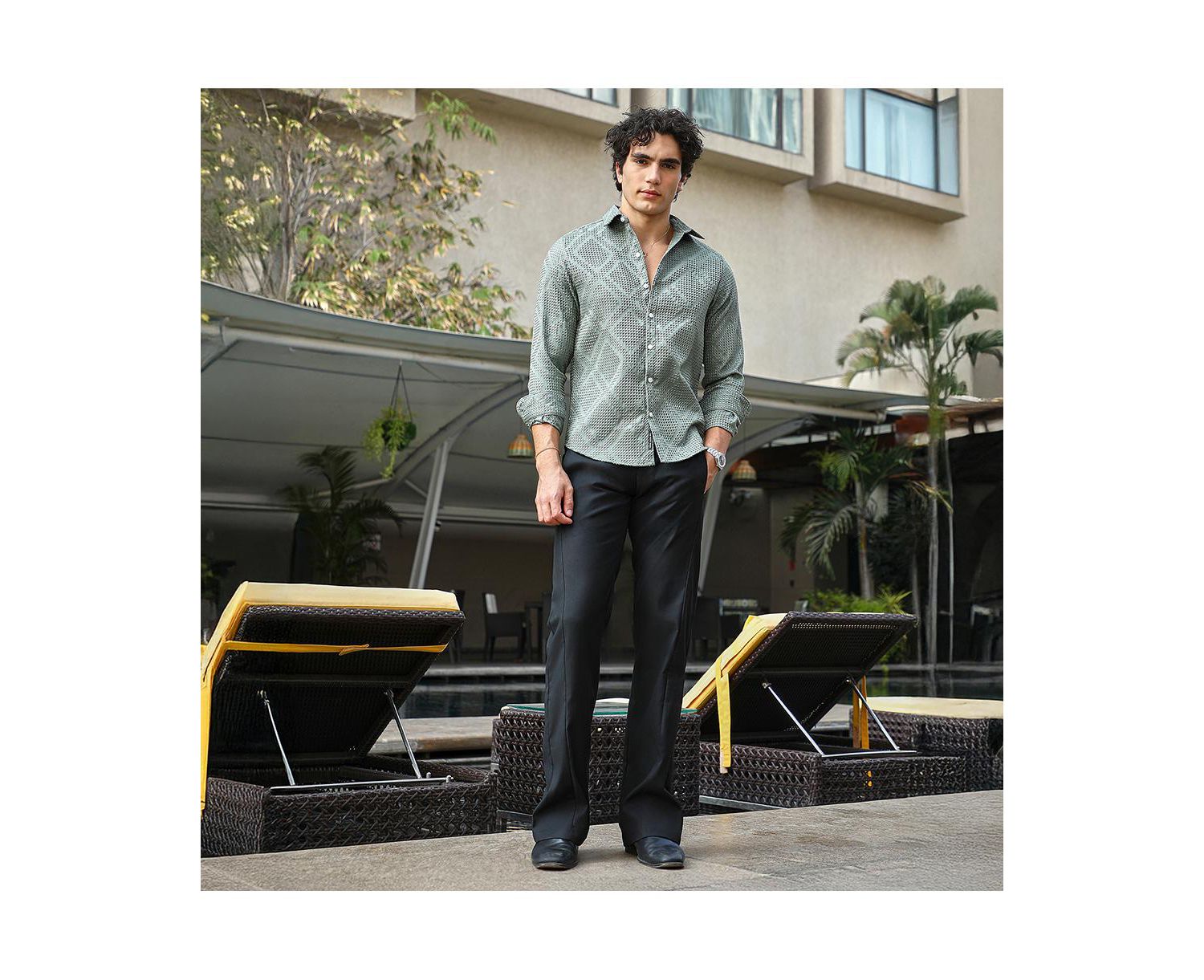 Men's Sage Green Shard-Tactile Shirt