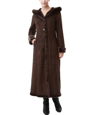 Women's Gianna Hooded Faux Shearling Long Coat