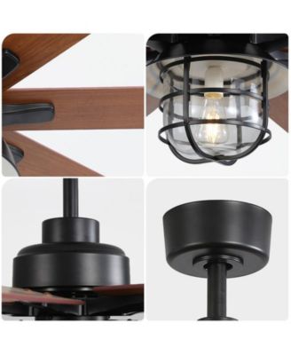 66-inch Modern Black 8-Blade Ceiling Fans with Light Kit and Remote Control