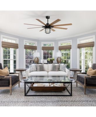 66-inch Modern Black 8-Blade Ceiling Fans with Light Kit and Remote Control