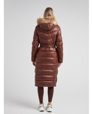 Women's Diamond Belted Extra Long Down Coat