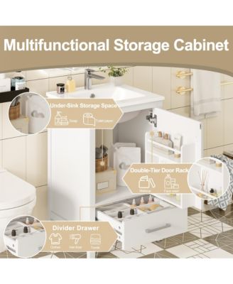 20-Inch Modern Bathroom Vanity with Ceramic Sink Space-Saving Storage Cabinet