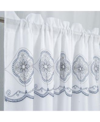 Oliva Gray Arcadia Embroidered Panel - 54x90" Navy