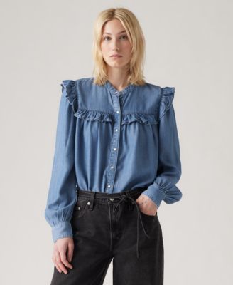 Women's Gianna Long Sleeve Ruffle Trim Blouse