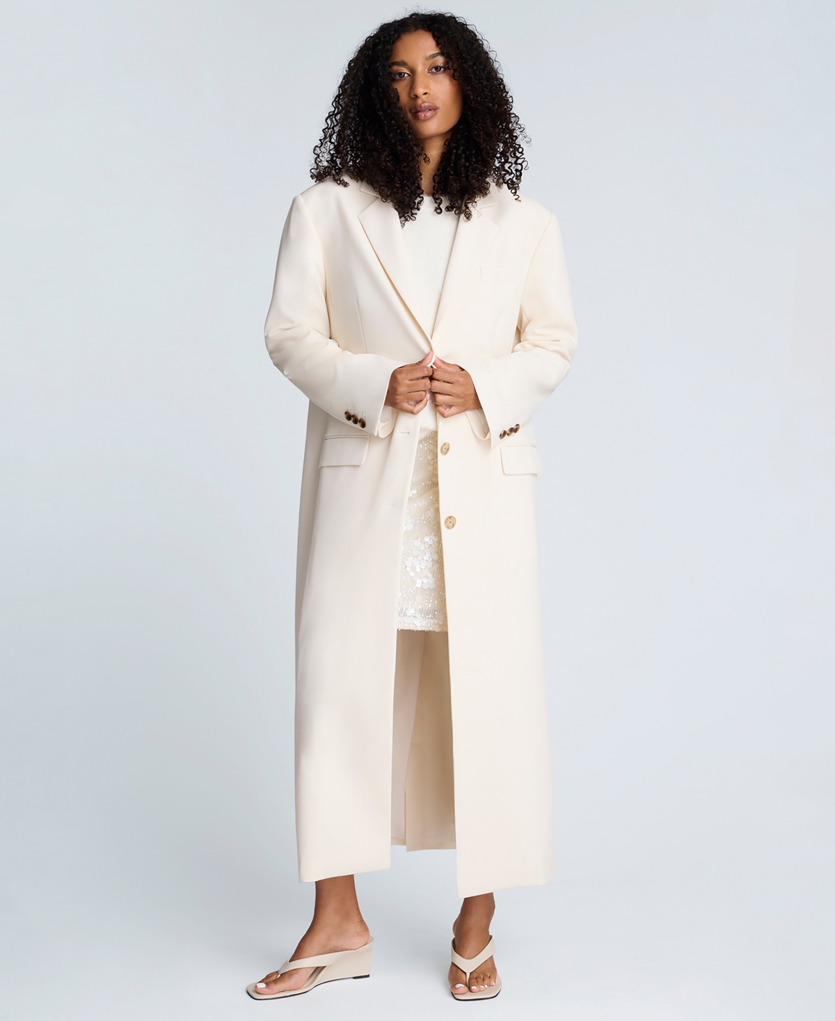 Kenneth Cole Women's Three-Button Long Tailored Coat