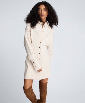 Women's Long-Sleeve Striped Shirt Dress
